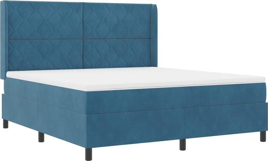 VidaXL Boxspring bed met hoofdeinde Blauw 180 x 200 cm Fluweel