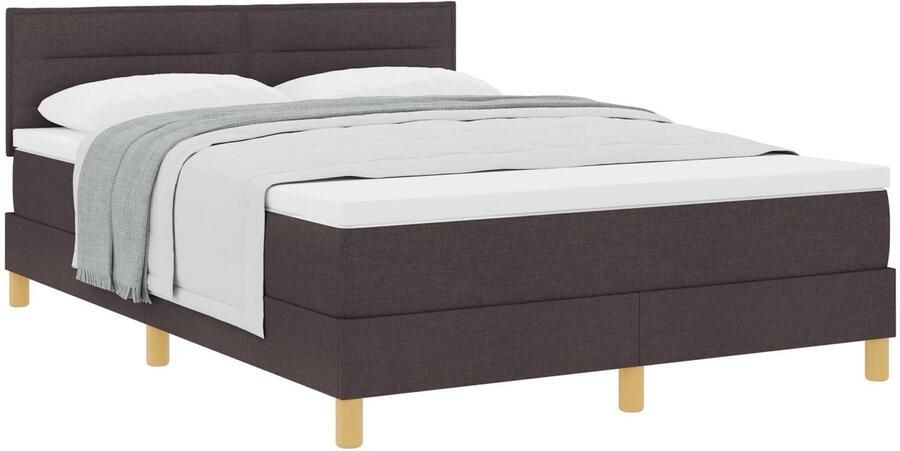 VidaXL Boxspringbed met matras Donkerbruin 140 x 200 cm Stof - Foto 6
