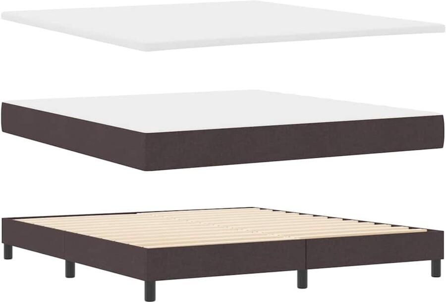 VidaXL Boxspringbed met matras Donkerbruin 180 x 200 cm Stof