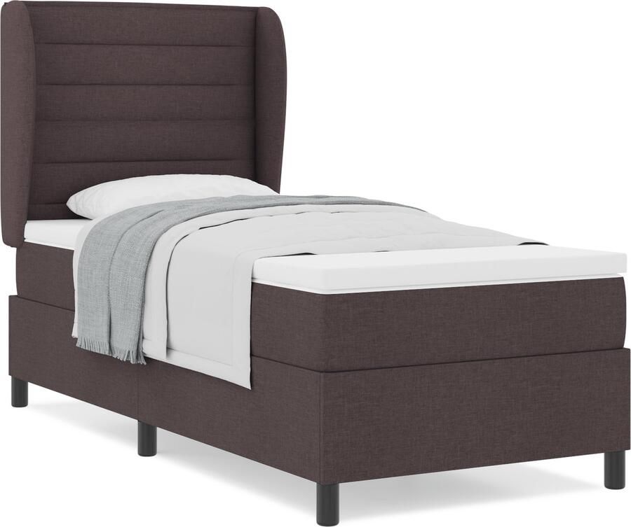 VidaXL Boxspring bed met matras Donkerbruin 80 x 200 cm Stof - Foto 2