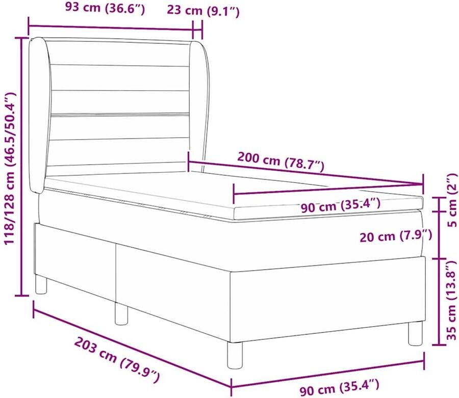VidaXL Boxspring bed met matras Donkerbruin 90 x 200 cm Stof