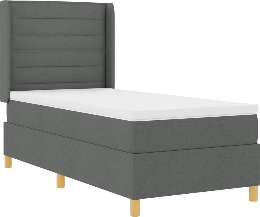 VidaXL Boxspringbed met matras in Donkergrijs 80x200 cm Stof