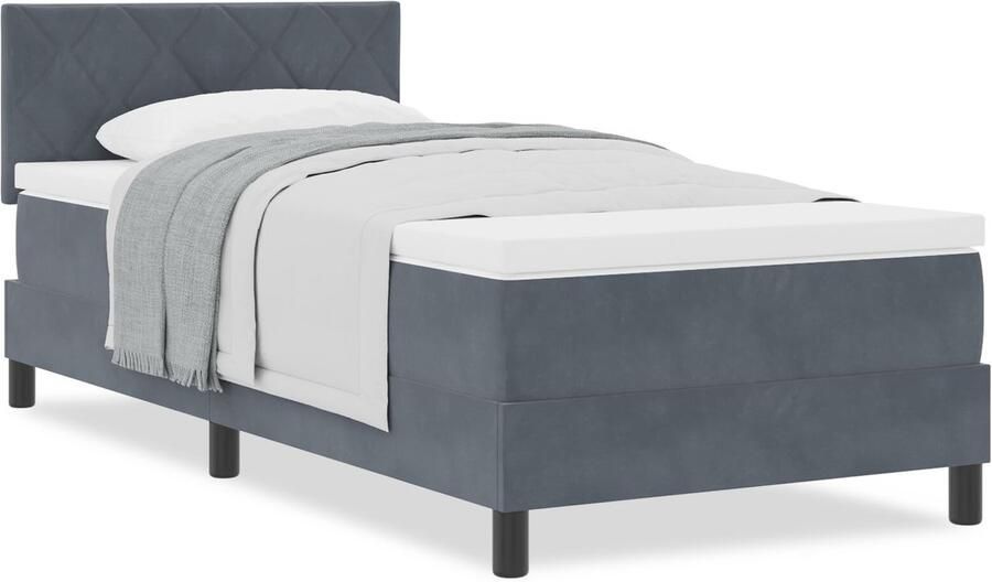 VidaXL Boxspring bed met hoofdeinde Donkergrijs 100 x 200 cm Fluweel