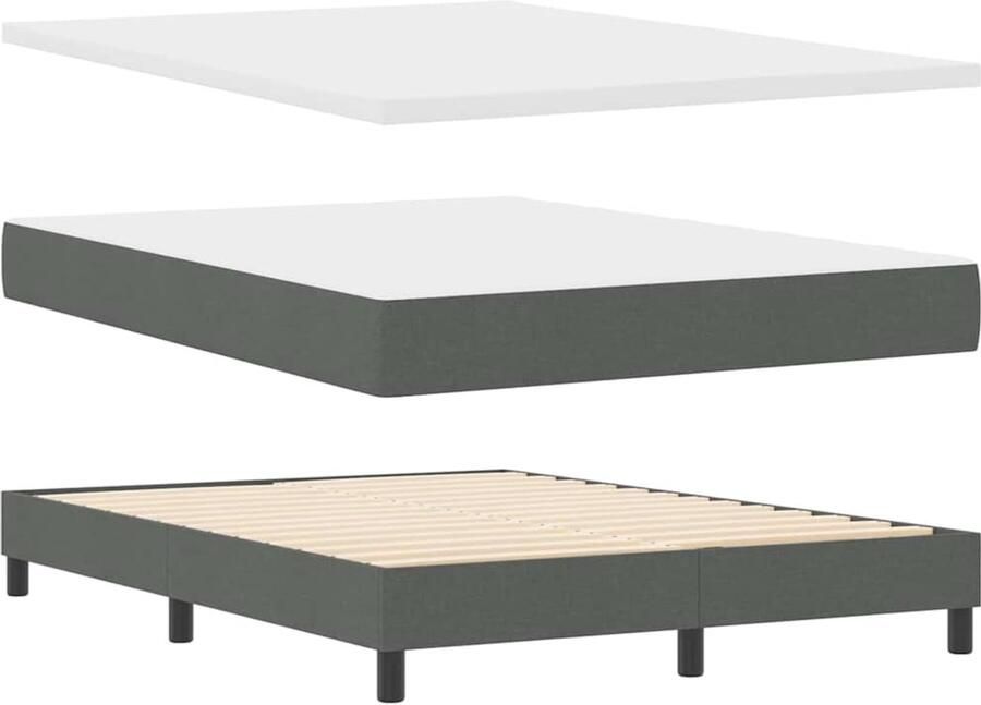 VidaXL Boxspringbed met matras Donkergrijs 140 x 190 cm Stof