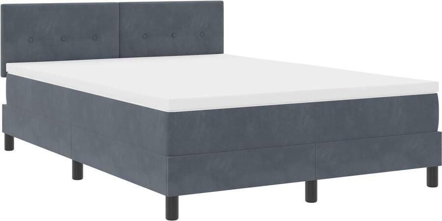 VidaXL Boxspring Bed Set van 4 Donkergrijs en wit Fluweel (100% polyester)