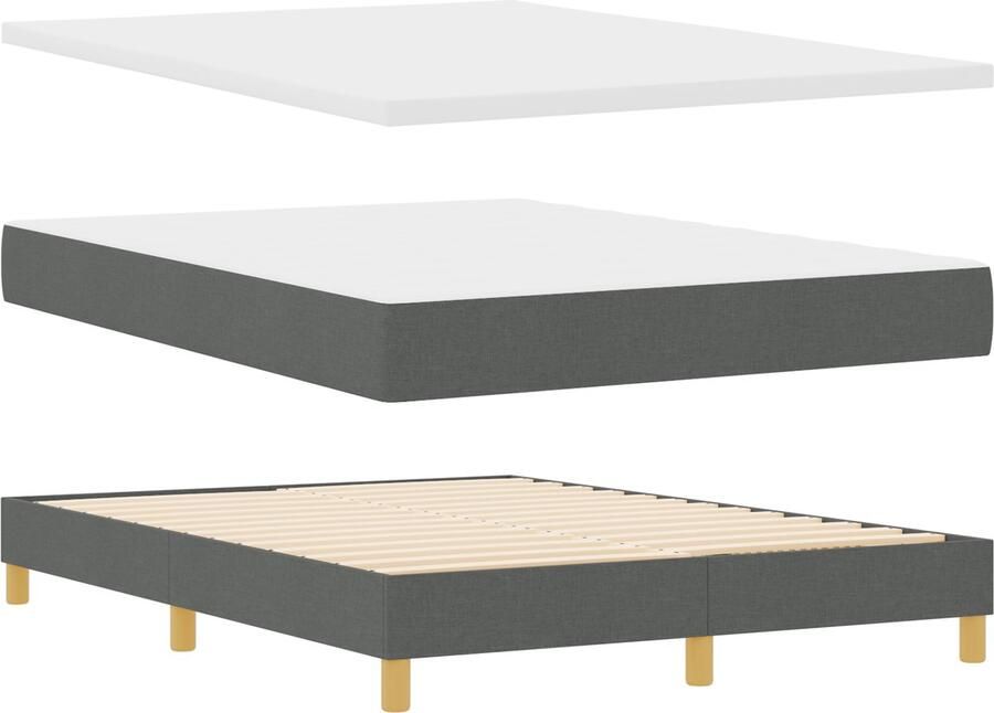 VidaXL Boxspringbed met Matras in Donkergrijs 140 x 200 cm Stof
