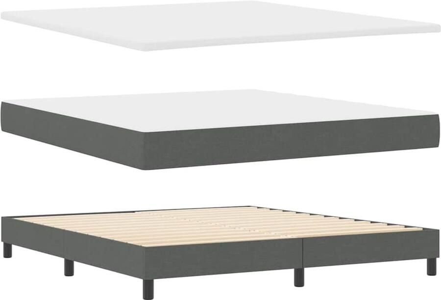 VidaXL Boxspringbed met matras Donkergrijs 180 x 200 cm Stof