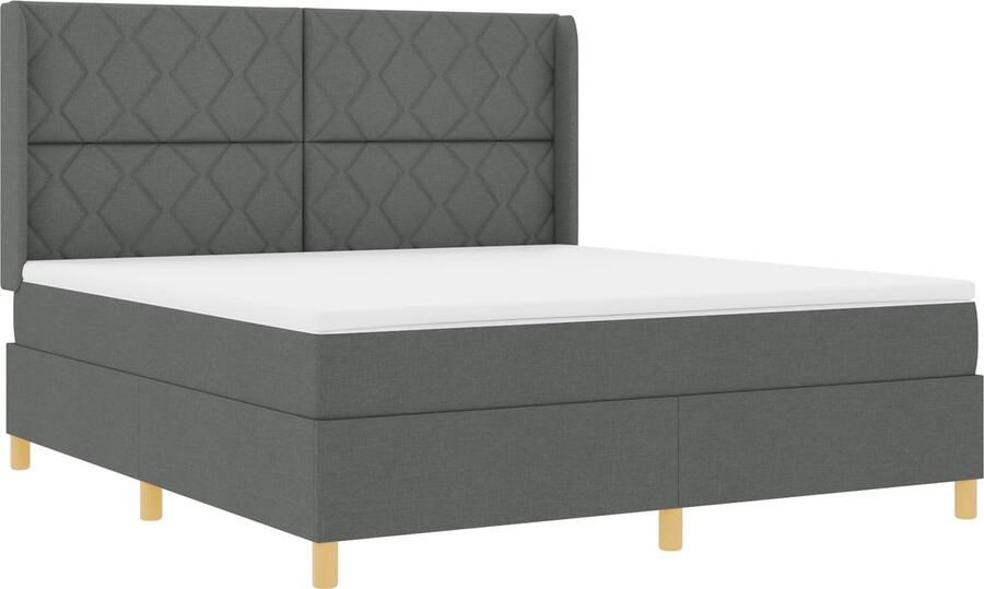 VidaXL Boxspringbed met matras Donkergrijs 180 x 200 cm Stof