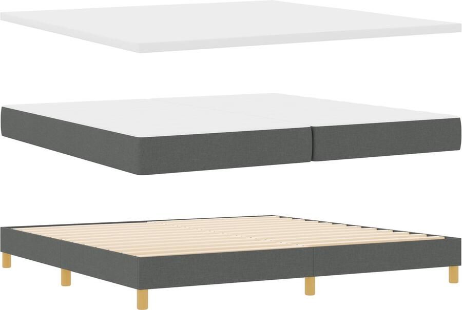 VidaXL Boxspringbed met Matras in Donkergrijs 200 x 200 cm Stof