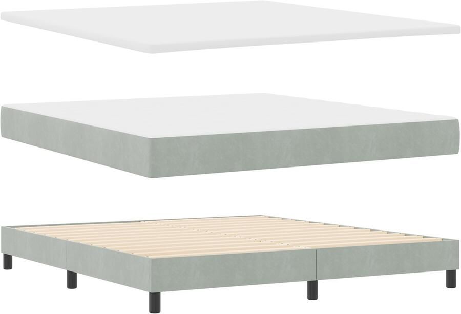 VidaXL Boxspring Bed met Matras Lichtgrijs 180x200 cm Fluweel