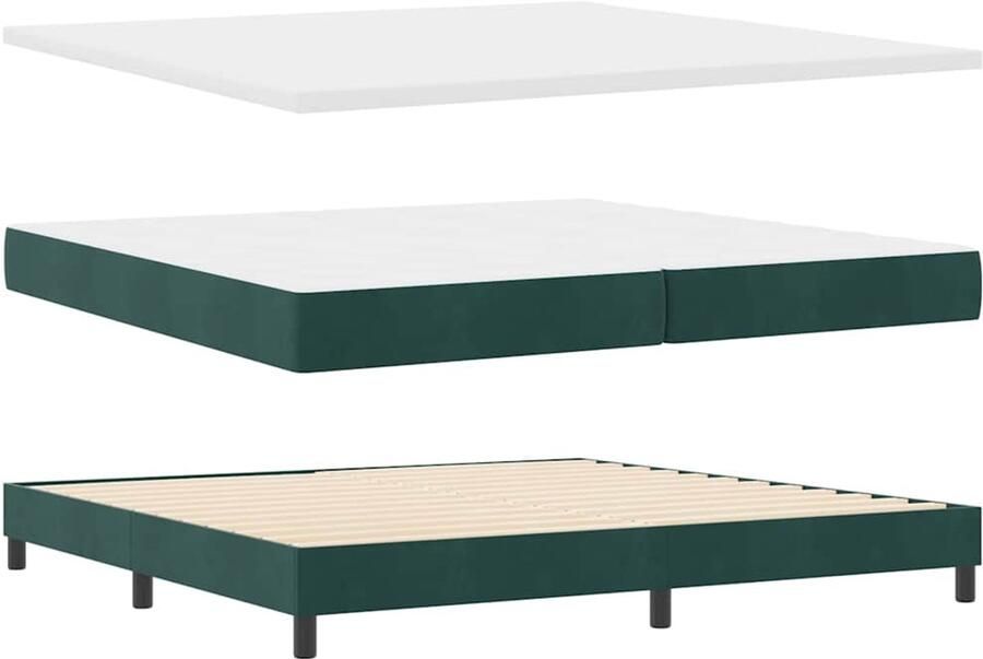 VidaXL Boxspring Bed met Matras Donkergrijs 80x200 cm Fluweel Set van 6