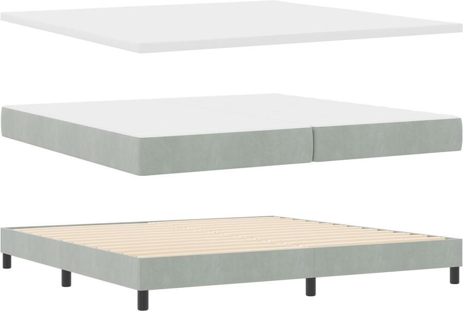 VidaXL Boxspringbed met Matras met matras Lichtgrijs 200 x 200 cm Stof - Foto 2