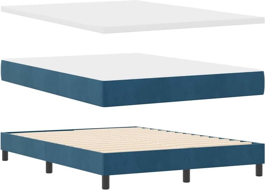 VidaXL Boxspringbed met Matras Donkerblauw 140x190 cm Velvet