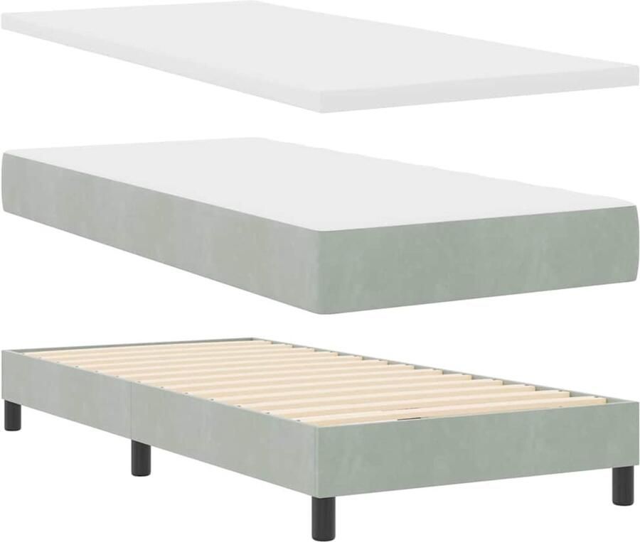 VidaXL Boxspringbed met Matras Donkergrijs 80x200 cm Fluweel