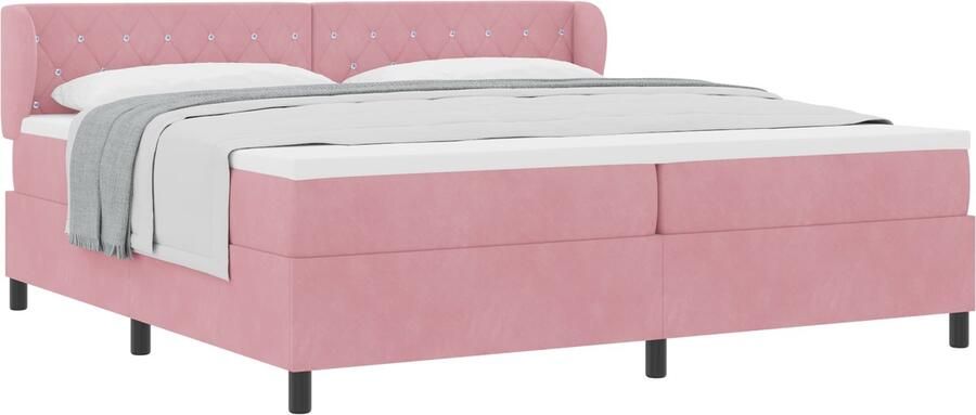 VidaXL Boxspringbed met Matras Donkergrijs 80x200 cm Fluweel Roze