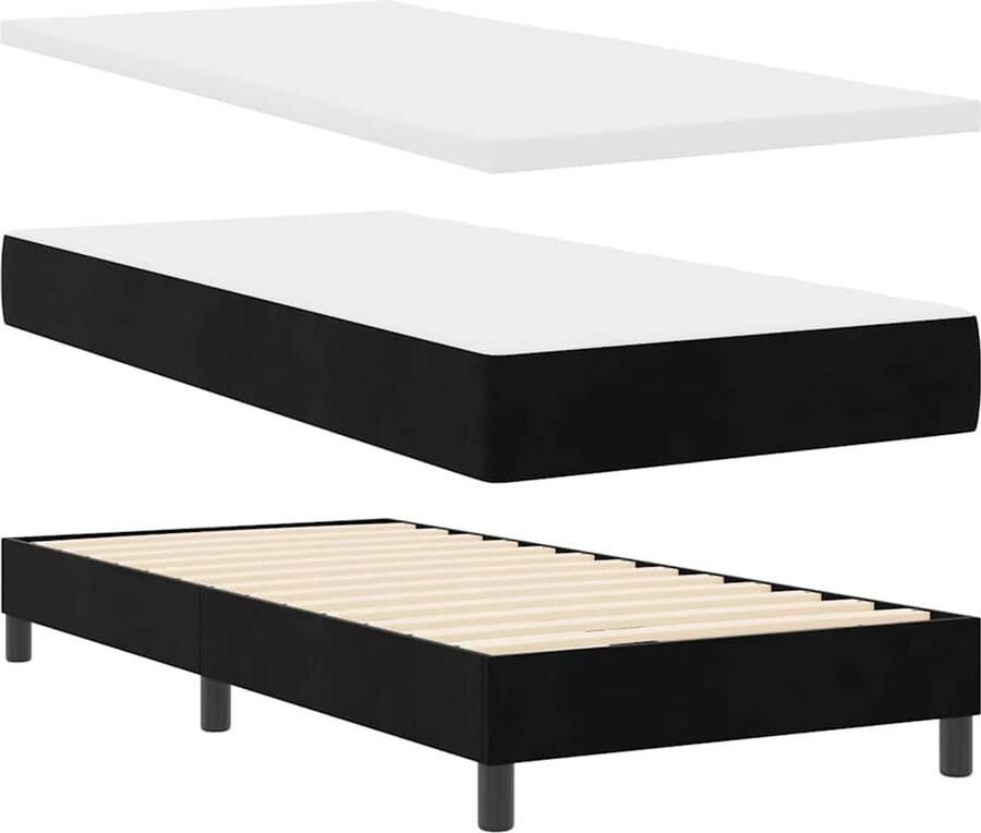 VidaXL Boxspringbed met Matras Donkergrijs 80x200 cm Fluweel Zwart