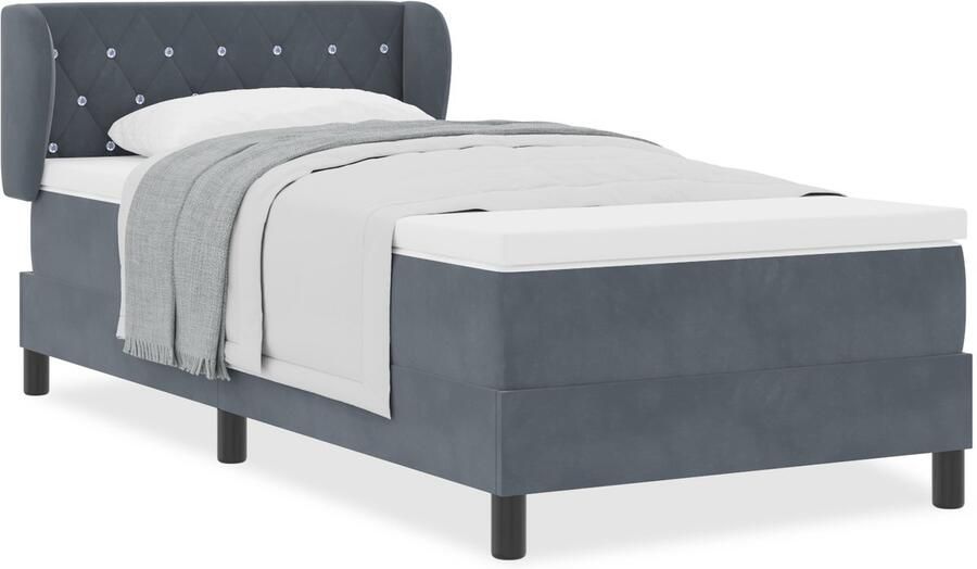 VidaXL Boxspringbed met Matras Donkergrijs 80x200 cm Fluweel - Foto 2