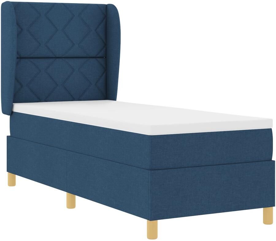 VidaXL Boxspringbed met matras Donkergrijs 90x190 cm Stof Blauw