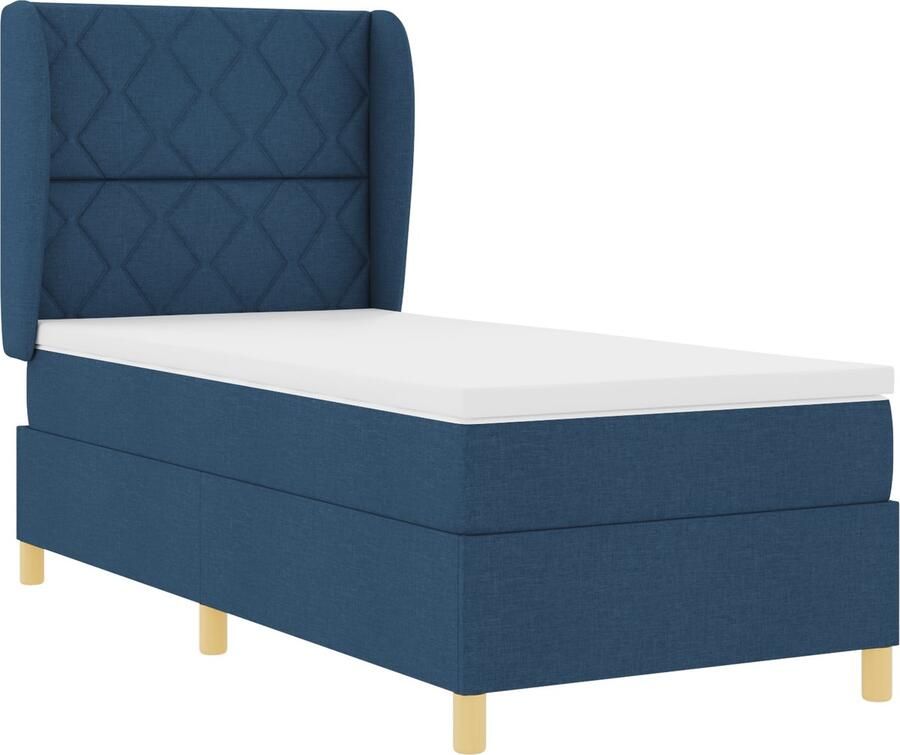 VidaXL Boxspringbed met matras Donkergrijs 90x190 cm Stof Blauw