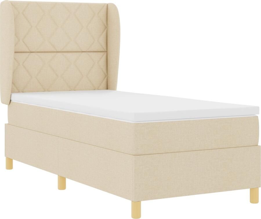 VidaXL Boxspringbed met matras Donkergrijs 90x190 cm Stof Crème