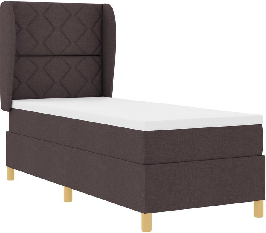 VidaXL Boxspringbed met matras Donkergrijs 90x190 cm Stof Donkerbruin