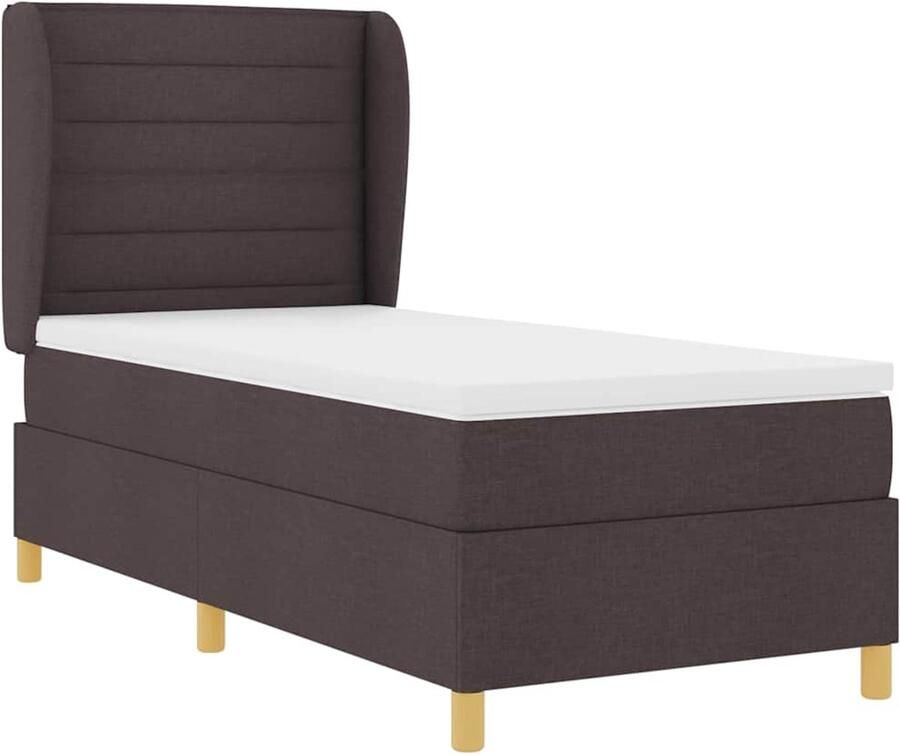 VidaXL Boxspringbed met matras Donkergrijs 90x190 cm Stof Donkerbruin