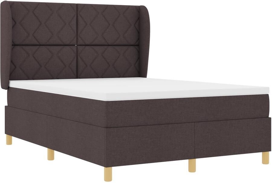VidaXL Boxspringbed met matras Donkergrijs 90x190 cm Stof Donkerbruin