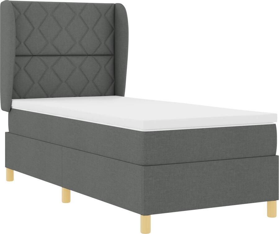 VidaXL Boxspringbed met matras Donkergrijs 90x190 cm Stof Donkergrijs