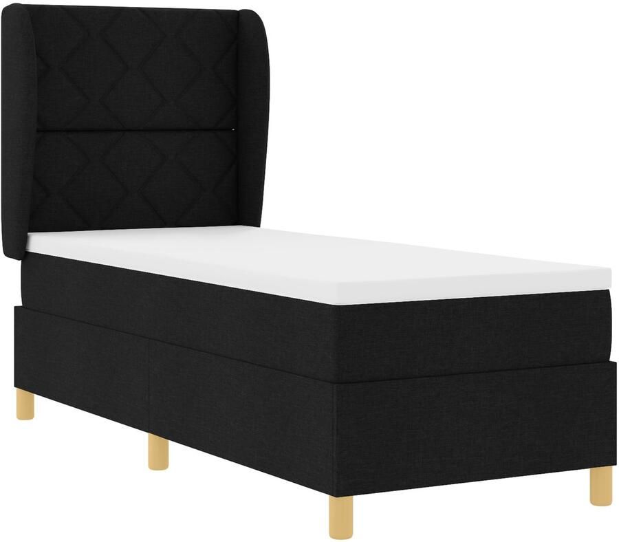 VidaXL Boxspring bed met matras met hoofdeinde Zwart 200 x 80 cm Stof - Foto 2