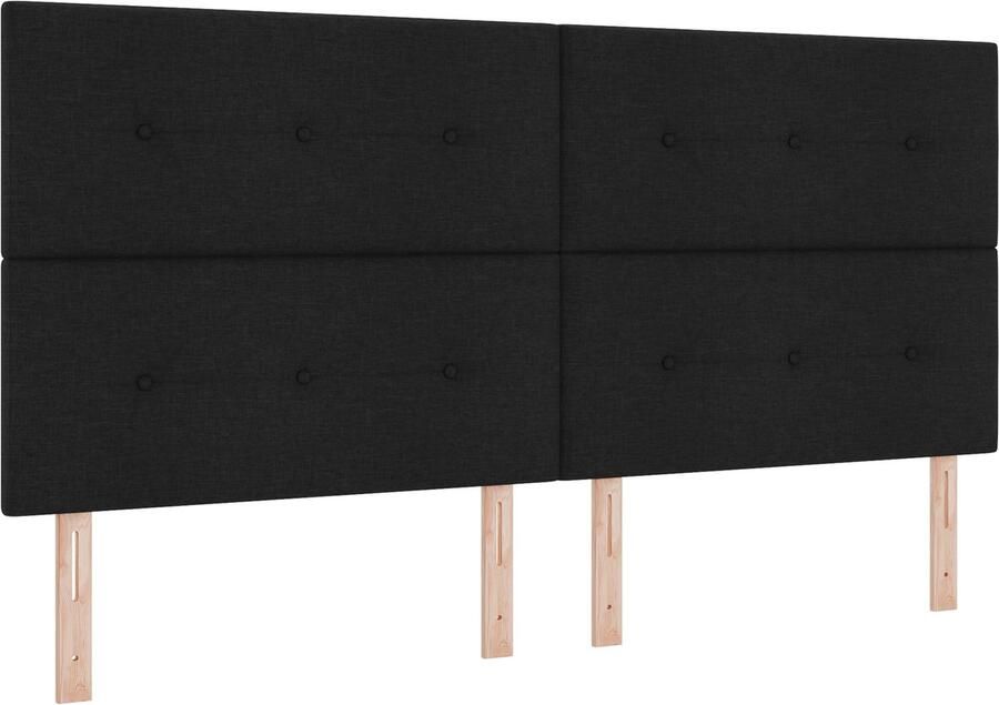 VidaXL Boxspring bed met matras met hoofdeinde Zwart 200 x 200 cm Stof