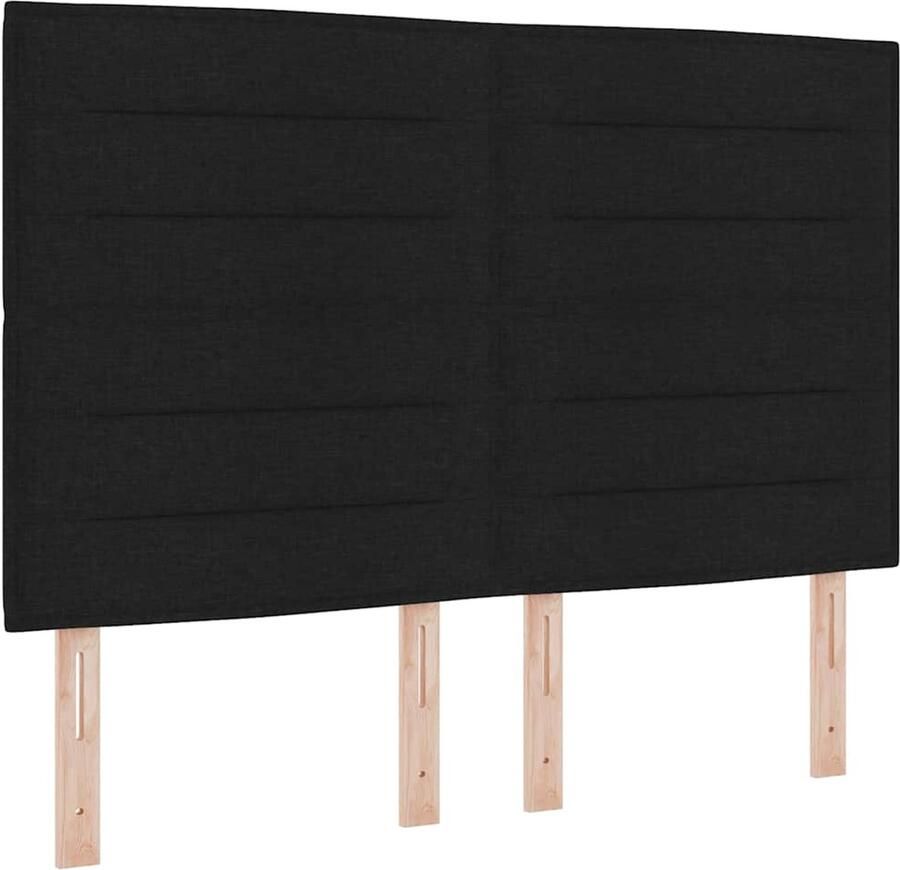 VidaXL Boxspring bed met matras met hoofdeinde Zwart 200 x 140 cm Stof - Foto 2
