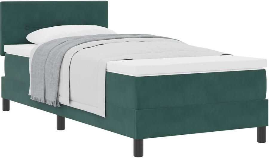 VidaXL Boxspring bed met hoofdeinde Donkergroen 100 x 200 cm Fluweel