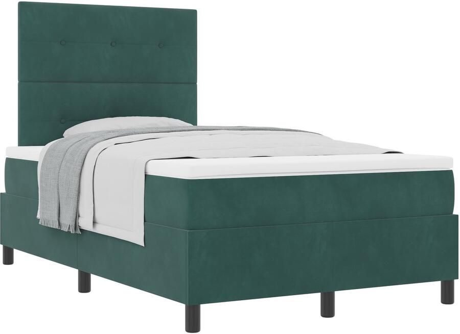 VidaXL Boxspring Bed Donkergroen Fluweel 120 x 200 cm Afneembare Hoezen - Foto 2