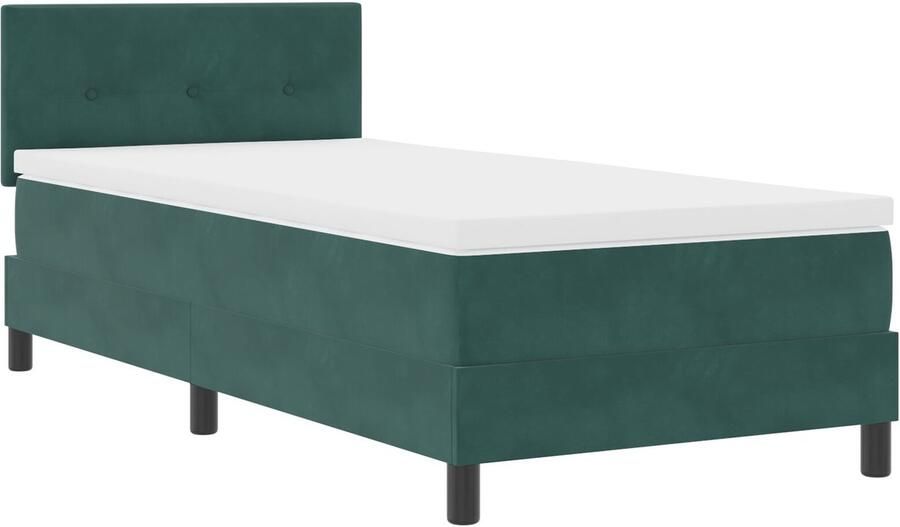VidaXL Boxspringbed met Matras met matras Donkergroen 90 x 200 cm Stof