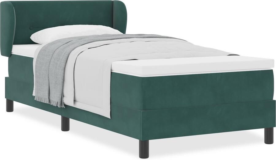 VidaXL Boxspringbed met Matras Donkergroen 90x190 cm Fluweel - Foto 2