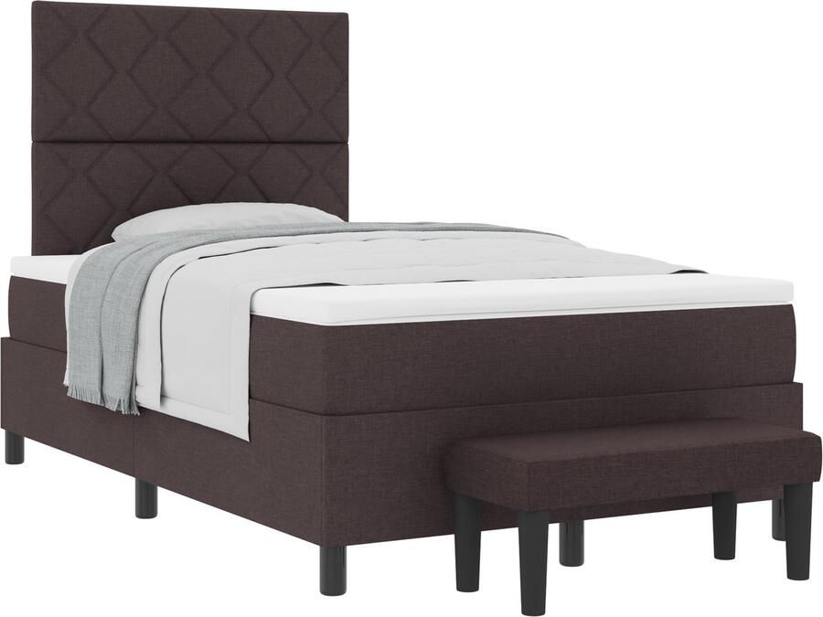 VidaXL Boxspringbed met Matras & Bank Donkerbruin 120x200 cm Stof
