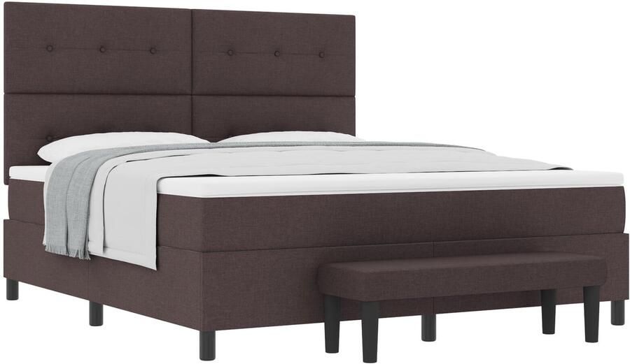 VidaXL Bedframe met Matras Set van 2 Wit Stof 180 x 200 cm Bed Matras - Foto 2