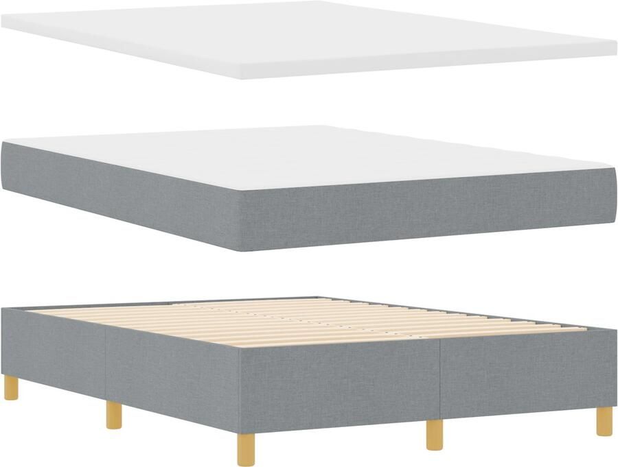 VidaXL Bedframe met Matras Set van 2 Lichtgrijs Stof 160 x 200 cm