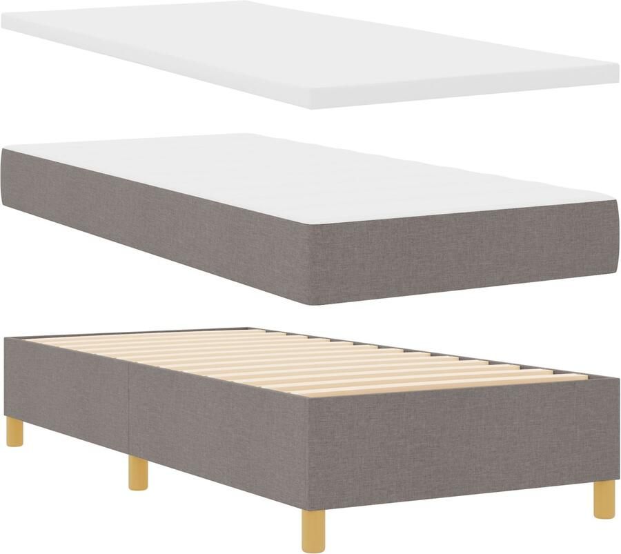 VidaXL Boxspring Bed met Matras & Bank Taupe 90x190 cm Stof