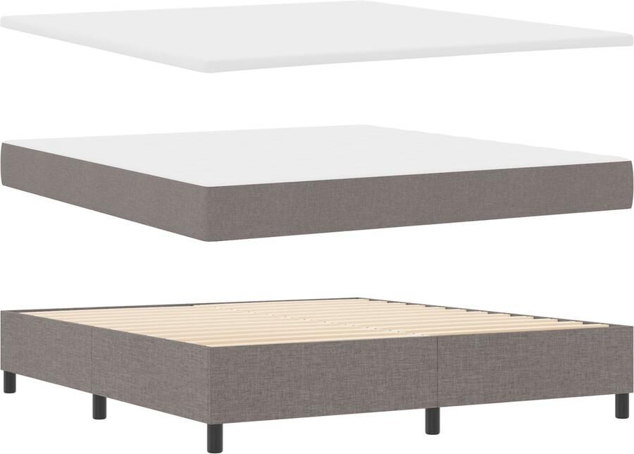VidaXL Boxspring Bed met Matras & Bank Taupe 180x200 cm Stof