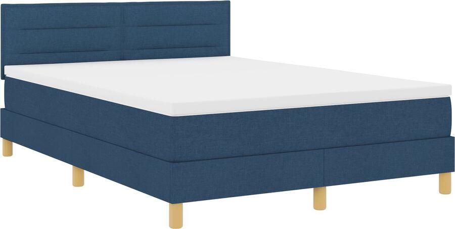 VidaXL Boxspring Bed met Matras & LED Blauw 160x200 cm Stof