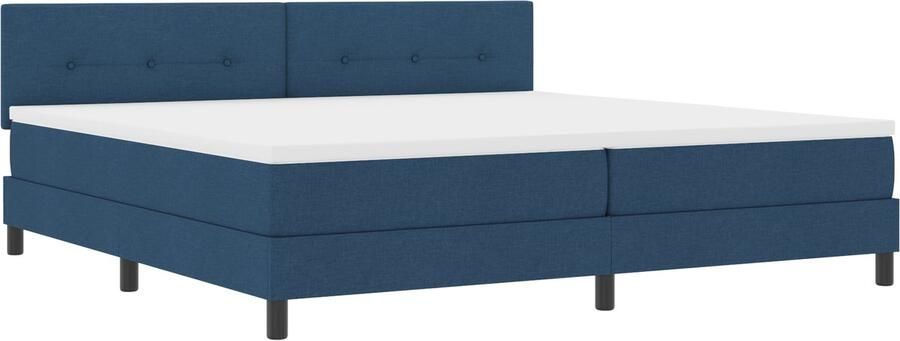 VidaXL Boxspring bed met LED-stripverlichting Blauw 200 x 200 cm Stof