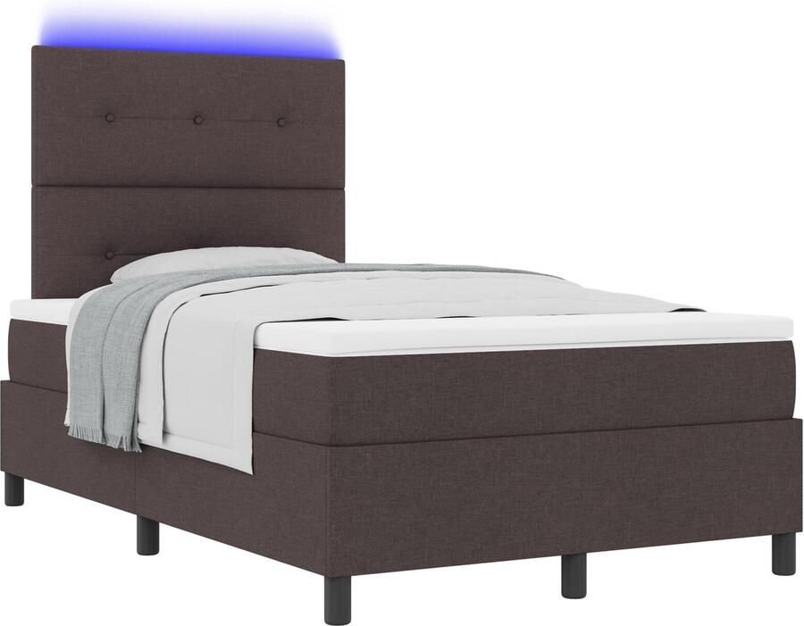 VidaXL Boxspringbed met matras en LED in Donkerbruin 120 x 200 cm Stof - Foto 2