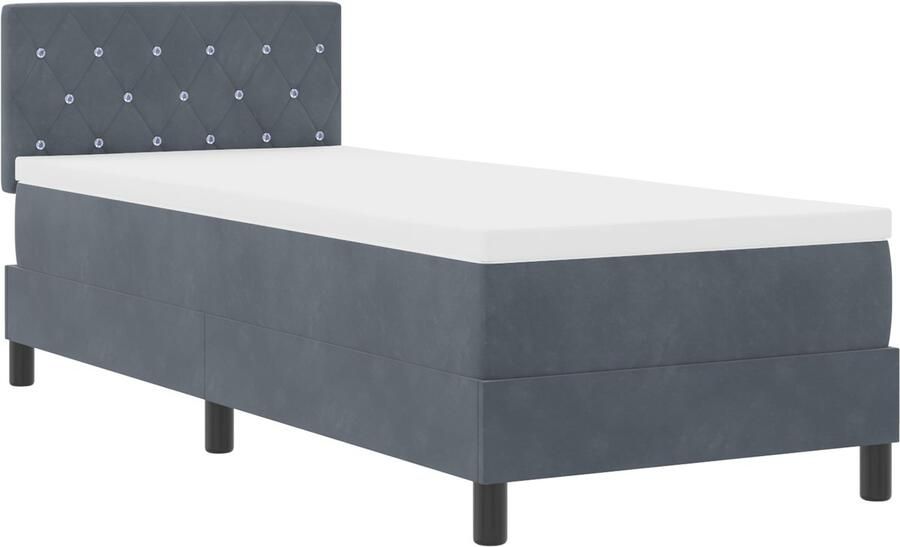 VidaXL Boxspring Bed met Matras Donkergrijs 80x200 cm Fluweel - Foto 2