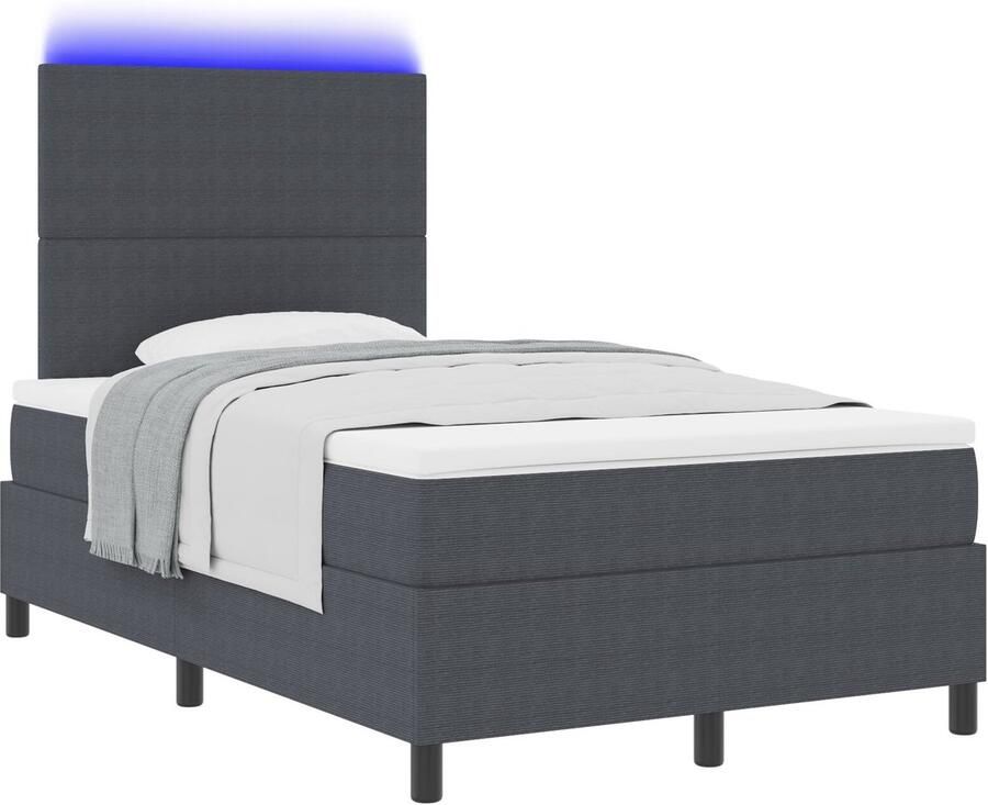 VidaXL Boxspring Bed met Matras Donker Grijs Corduroy stof 120 x 200 cm
