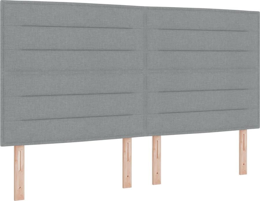 VidaXL Boxspringbed met matras & LED-verlichting in lichtgrijs 180 x 200 cm stof