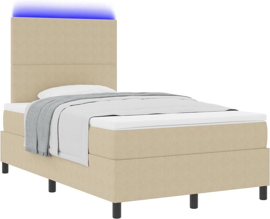 VidaXL Boxspringbed met Matras & LED Licht Groen Grijs 120x200 cm Corduroy Stof - Foto 2