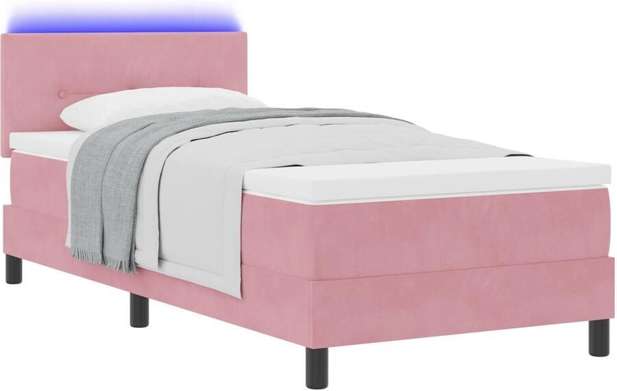 VidaXL Boxspring bed met hoofdeinde Roze 100 x 200 cm Fluweel