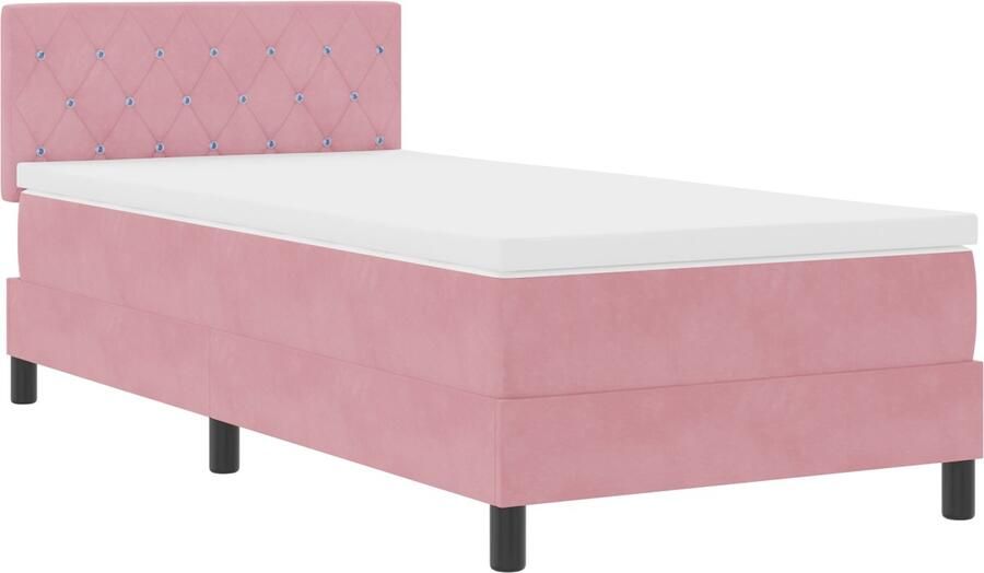 VidaXL Boxspringbed met Matras & LED Roze 90x190 cm Fluweel