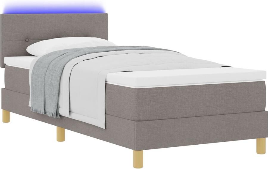 VidaXL Boxspring bed met matras met hoofdeinde Taupe 100 x 200 cm Stof - Foto 2